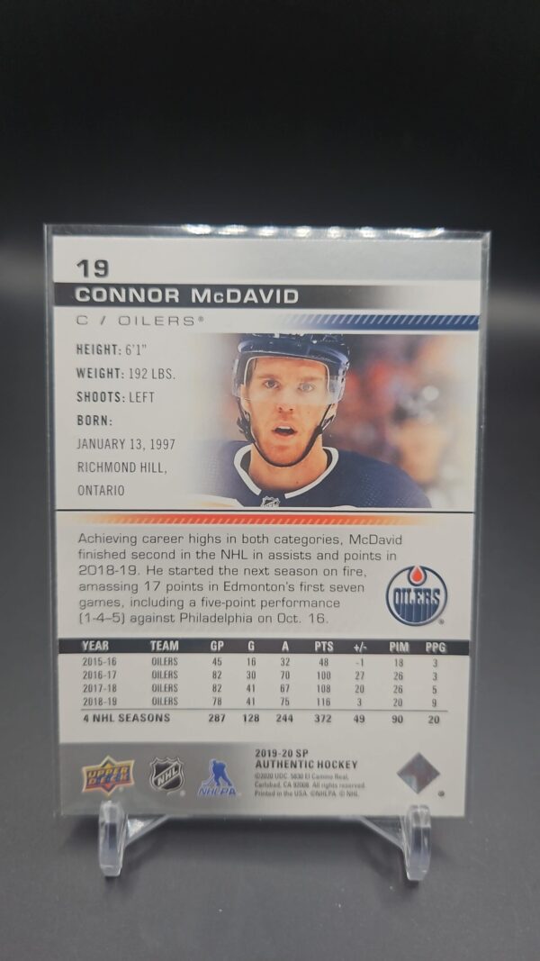 2019-20 SP Authentic Connor McDavid #19 Edmonton Oilers - Image 2