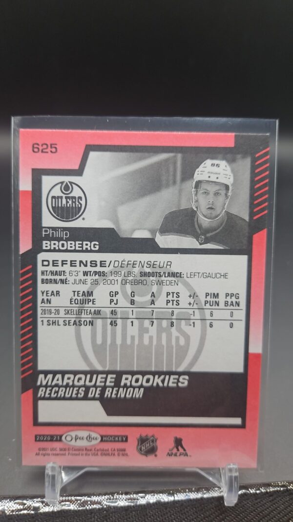 PHILIP BROBERG 2020-21 O-Pee-Chee Marquee Rookies Red RC #625 - Image 2