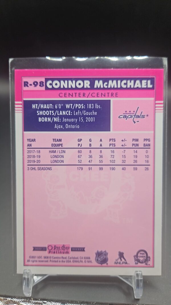2020-21 OPC Platinum Connor McMichael Retro RC #R-98 Capitals - Image 2