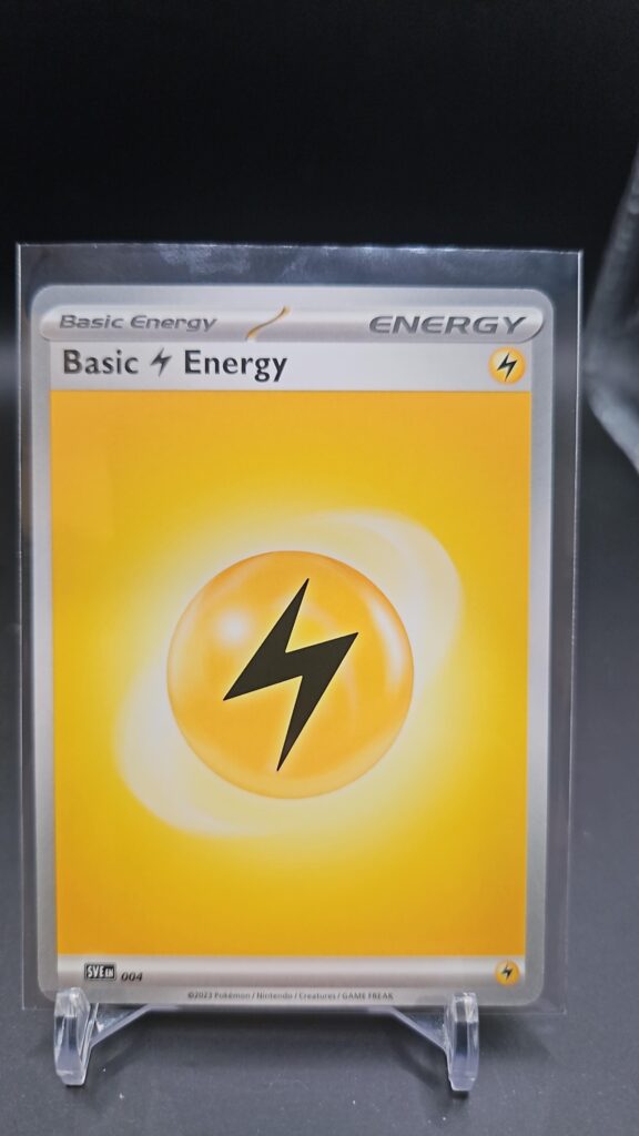 Front face of Basic Lightning Energy SVE 004 card from the English Pokémon Scarlet & Violet 151 base set