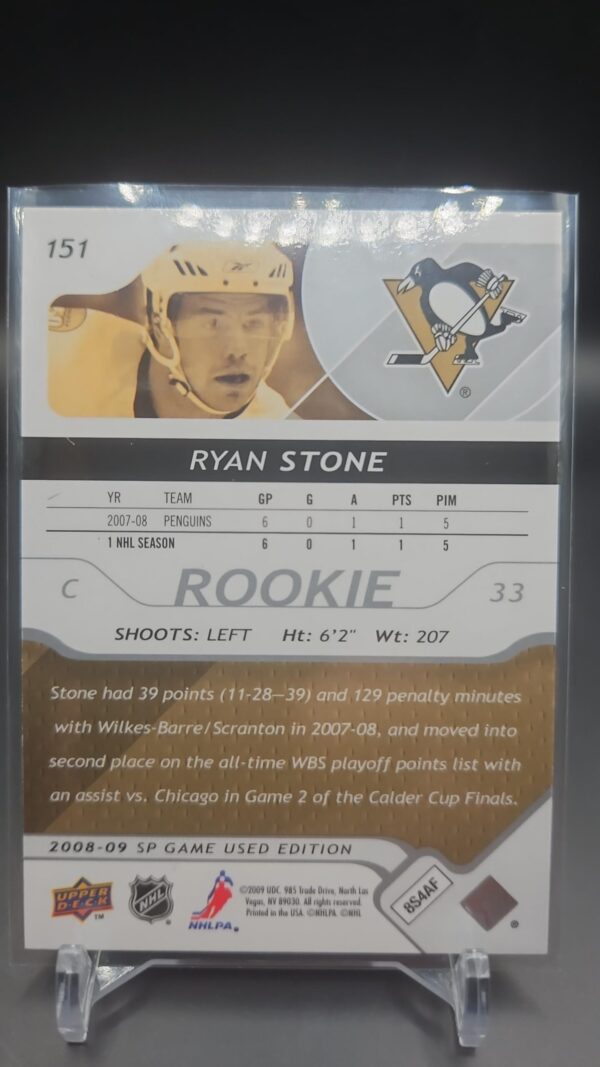 2008-09 SP GAME USED ROOKIE #151 RYAN STONE /999 - Image 2