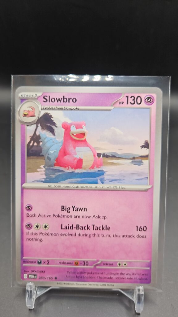 Front face of Slowbro 080/165 Uncommon card from the English Pokémon Scarlet & Violet 151 base set