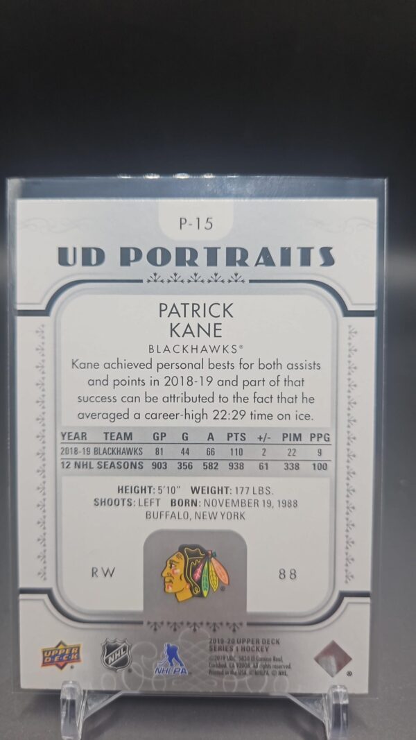2019-20 Upper Deck UD Portraits Patrick Kane Chicago Blackhawks #P-15 - Image 2