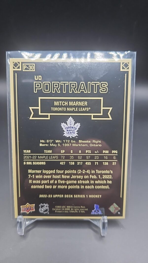 Mitch Marner UD PORTRAITS 2022-23 Upper Deck Series 1 Hockey #P30 - Image 2
