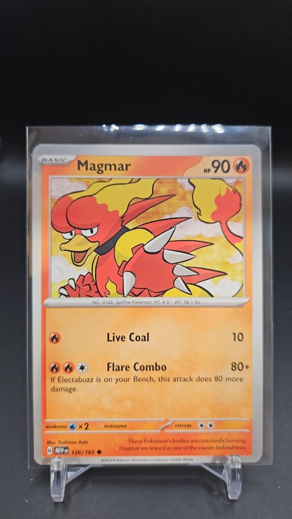 Magmar 126/165 from Scarlet & Violet 151, 2023 non holo English Pokémon card, featuring vivid artwork and collector appeal