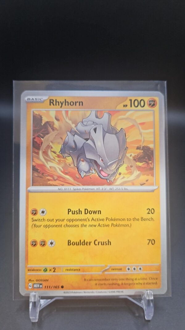 Pokemon TCG Rhyhorn 111/165 Scarlet & Violet 151 Common Regular