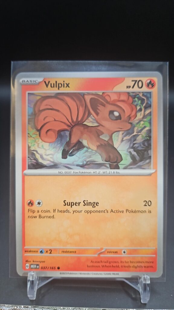 Vulpix 037/165 from Scarlet & Violet 151, English Pokémon card, common rarity, featuring bright artwork and collector appeal