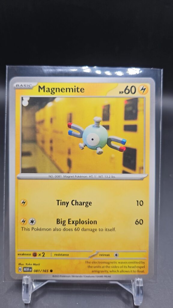 Front face of Magnemite 081/165 Common card from the English Pokémon Scarlet & Violet 151 base set