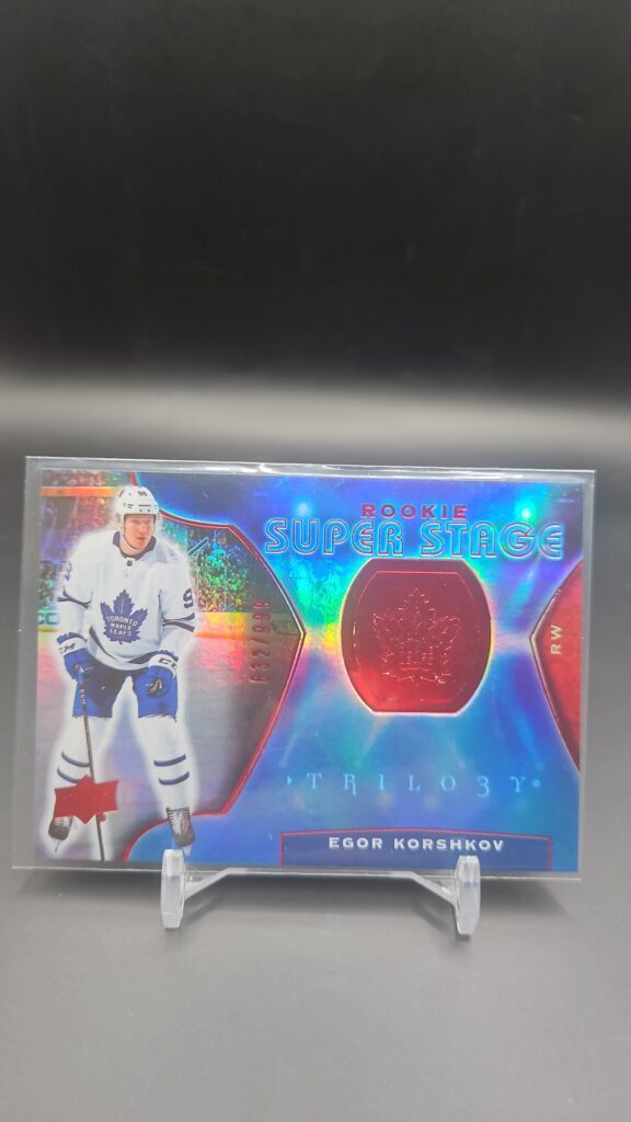 Egor Korshkov Upper Deck Trilogy 2020-21 Rookie Super Stage Red Parallel /999 Maple Leafs rookie card