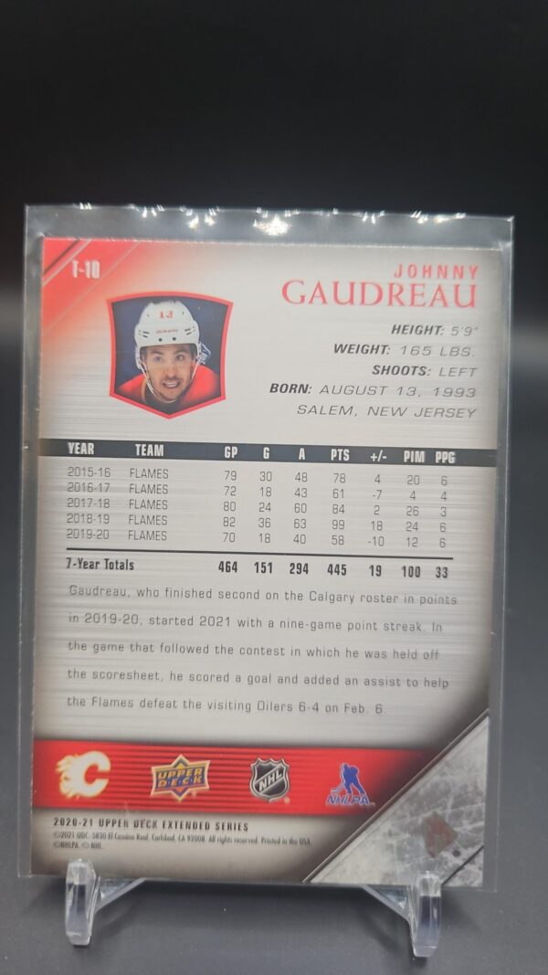 2020-21 Upper Deck Extended 05-06 Tribute #T-10 Johnny Gaudreau - Image 2