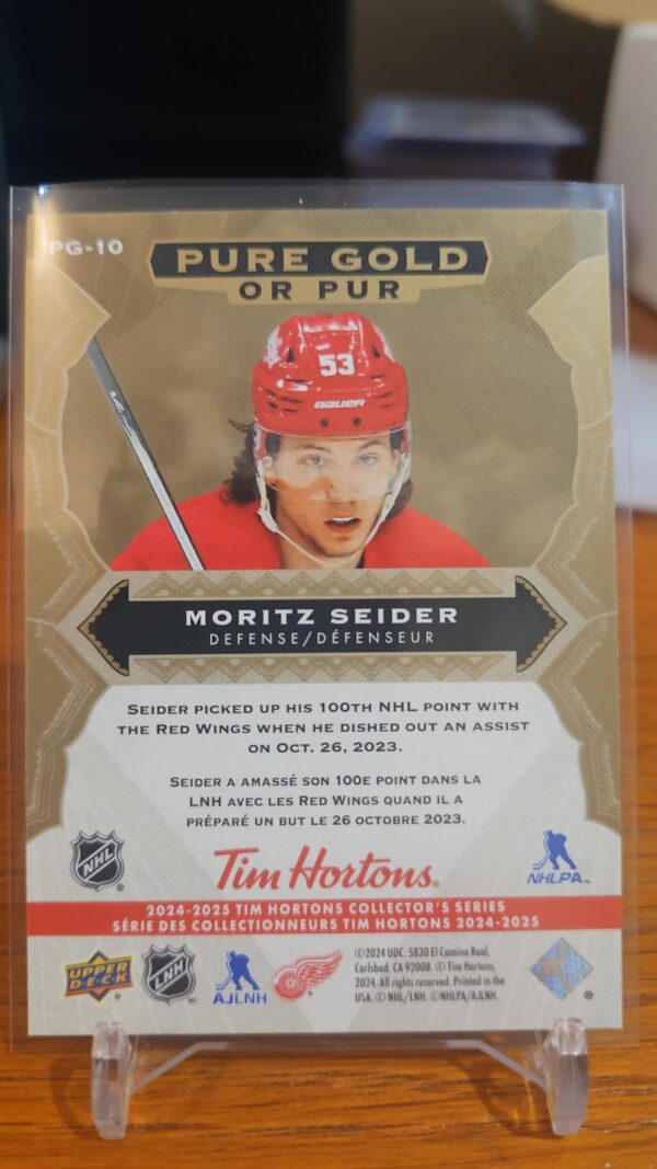 2024-25 UD Tim Hortons PURE GOLD MORITZ SEIDER #PG-10 - Image 2