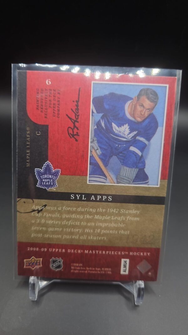 2008-09 Upper Deck Masterpieces Syl Apps #6 Toronto Maple Leafs - Image 2