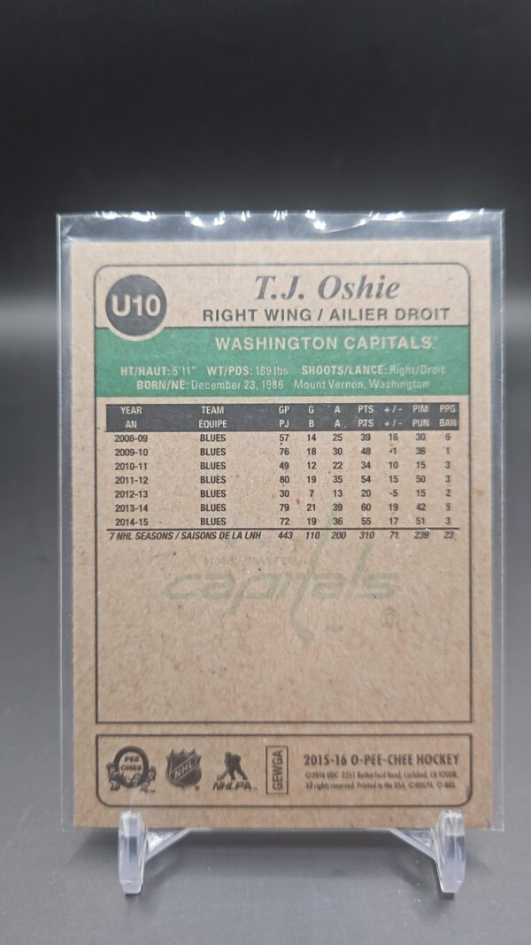 2015-16 Upper Deck T.J. Oshie 2015-16 O-Pee-Chee Update Retro#U10 Capitals - Image 2