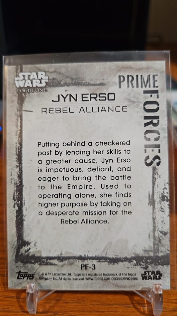2017 Topps Star Wars: Rogue One Series 2 Prime Forces Jyn Erso #PF-3 - Image 2