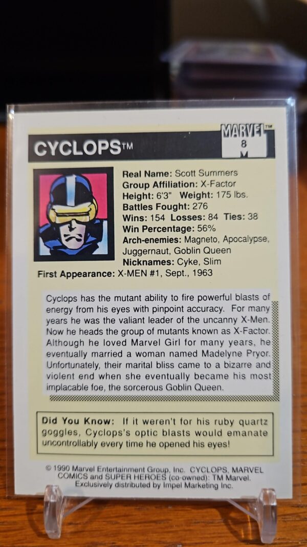 Cyclops 1990 Impel Marvel Universe Super Heroes #8 - Image 2