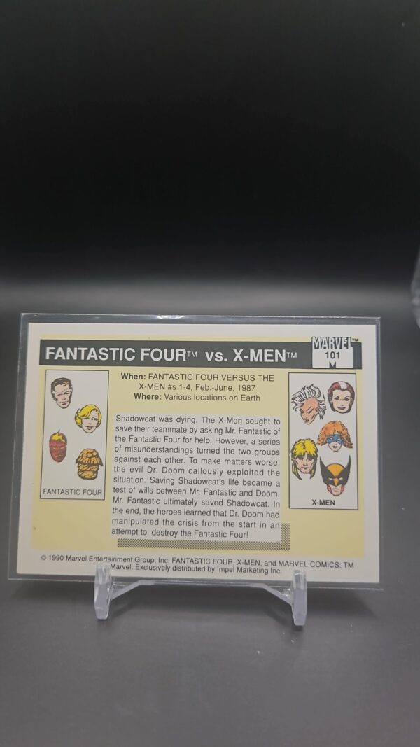 1990 marvel impel FAMOUS BATTLES CARD #101 Fantastic Four vs X-Men - Image 2