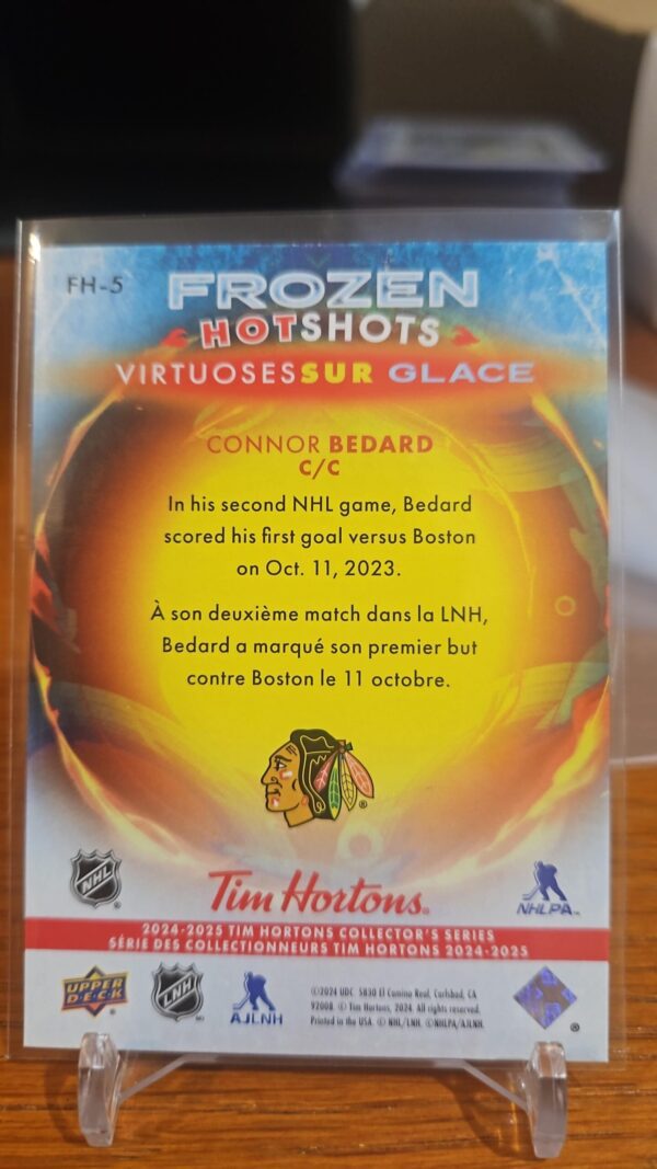 2024-25 UD Tim Hortons FROZEN HOTSHOTS CONNOR BEDARD # FH-5 - Image 2