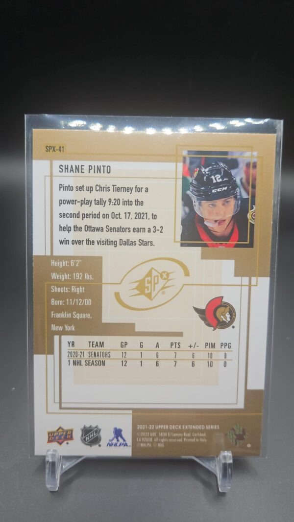 2021-22 Upper Deck 1999-00 SPx Retro Shane Pinto Ottawa Senators #SPX-41 - Image 2