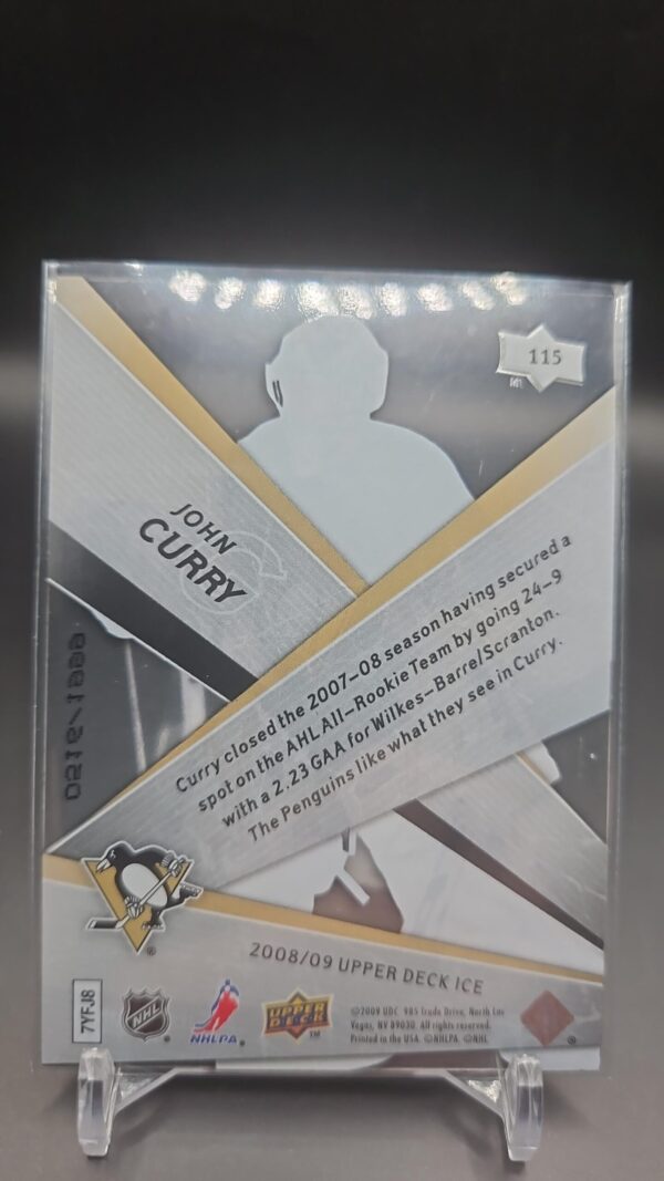 2008-09 Upper Deck Ice premieres ROOKIE John Curry Rookie /999 - Image 2