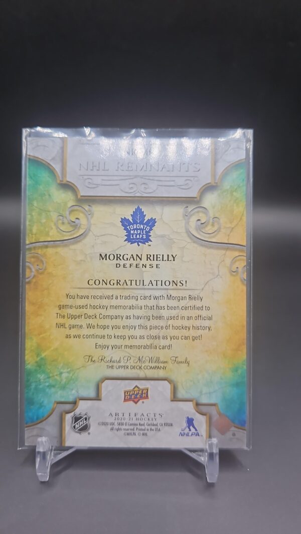 2020-21 UD Artifacts NHL Remnants Morgan Rielly NR-MR Toronto Maple Leafs Jersey - Image 2