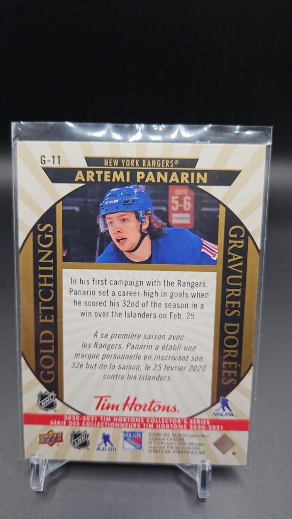 Artemi Panarin 2020-21 UD Tim Hortons Gold Etchings G-11 New York Rangers - Image 2
