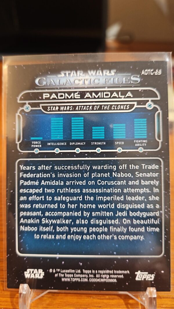 2018 Topps Star Wars Galactic Files Reborn blue Padme Amidala #Aotc-23 - Image 2