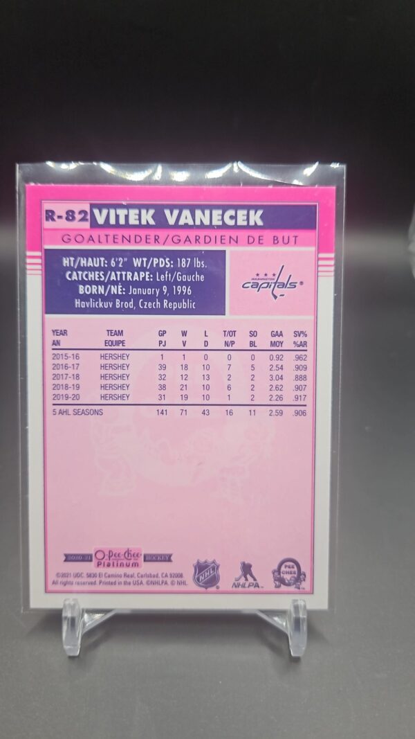 2020-21 Rookie Vitek Vanecek Rookie Washington Capitals #R-82 - Image 2