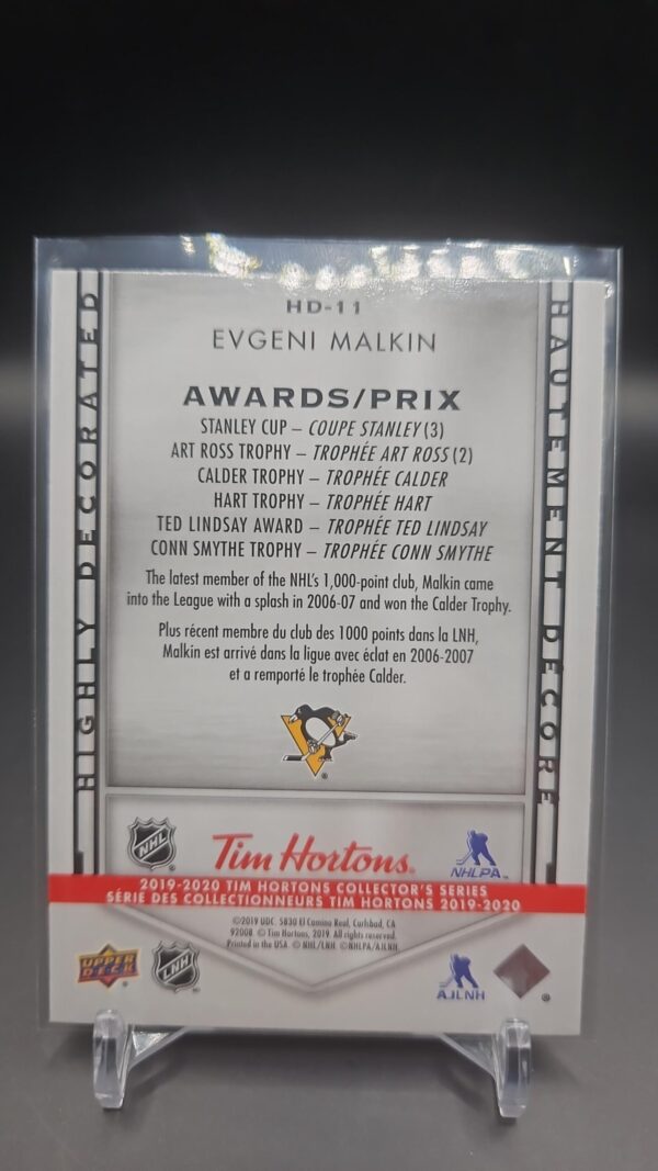 2019-20 UD TIM HORTON'S HIGHLY DECORATED # HD-11 Evgeni Malkin - Image 2