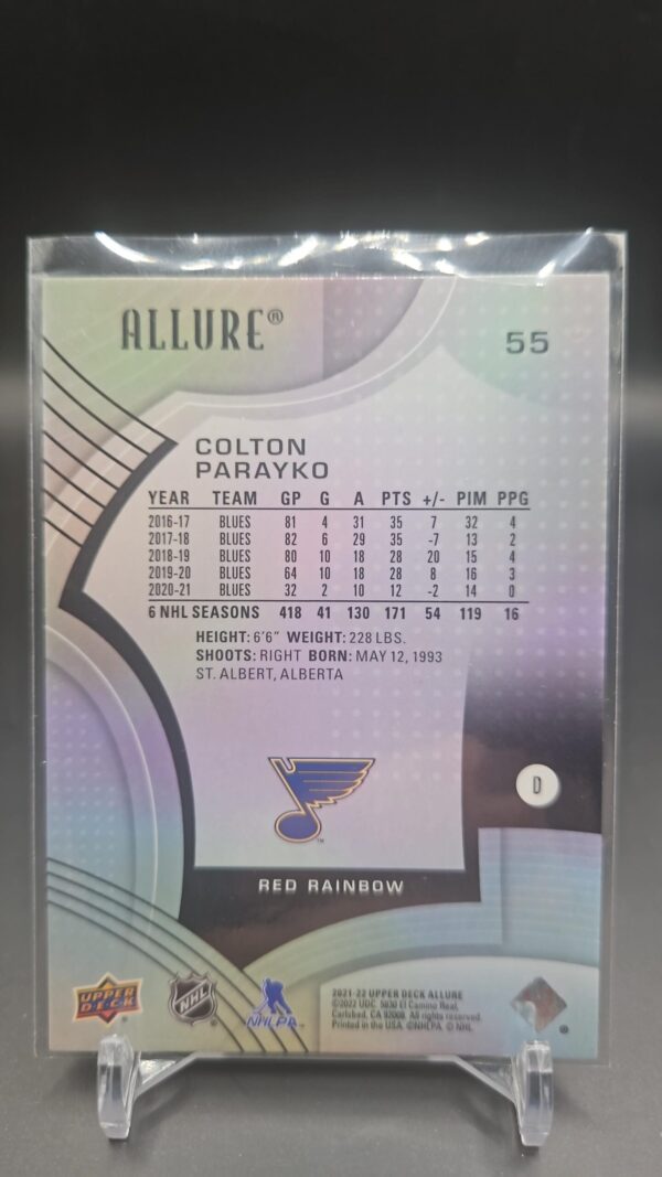 2021-22 Upper Deck Allure Red Rainbow Parallel #55 Colton Parayko - Image 2