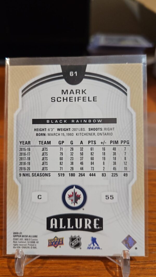 20-21 Upper Deck Allure Black Rainbow Mark Scheifele #61 - Image 2