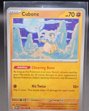 Cubone 104/165 from Scarlet & Violet 151, English Pokémon card, common rarity, featuring Cubone’s unique artwork and collector appeal