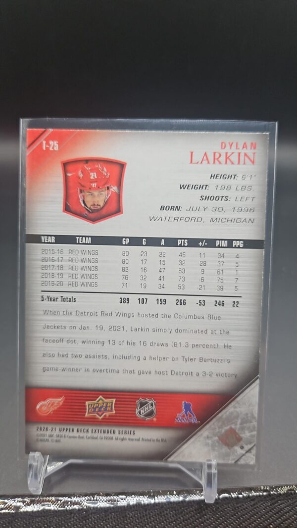 2020-21 Upper Deck Extended 2005 Tirbute #T-25 Dylan Larkin Red Wings - Image 2