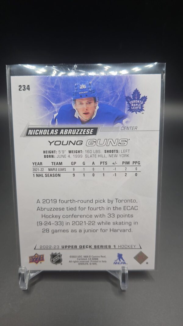 2022-23 Upper Deck Young Guns Nicholas Abruzzese Rookie #234 - Image 2