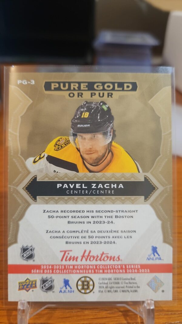 2024-25 Upper Deck Tim Hortons PURE GOLD PAVEL ZACHA #PG-3 - Image 2