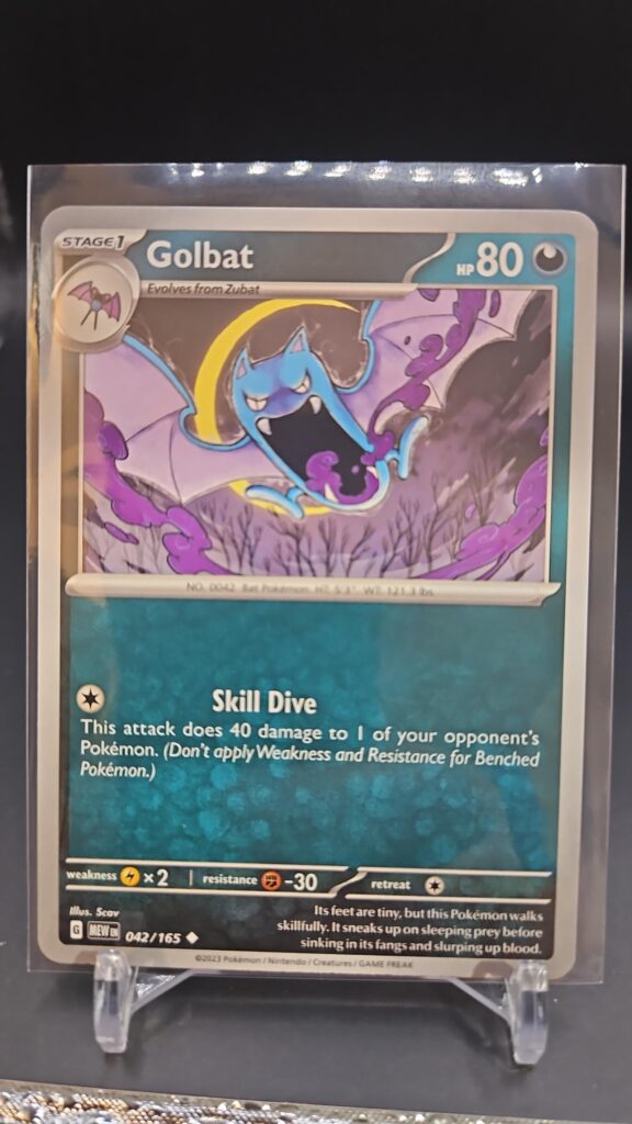 Standard non-holo Golbat card from the Pokémon Scarlet and Violet 151 trading card game expansion set showing a silver border, Darkness-type icon, 80 HP, and Bite attack.