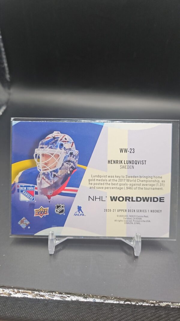 2020-21 Upper Deck NHL Worldwide Henrik Lundqvist New York Rangers #WW-23 - Image 2