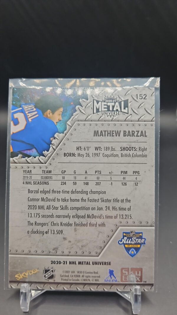 2020-21 Metal Universe All-Stars Mathew Barzal #152 New York Islanders - Image 2