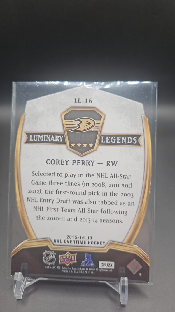 2015-16 UD Overtime Luminary Legends - COREY PERRY #LL16 Anaheim Ducks - Image 2