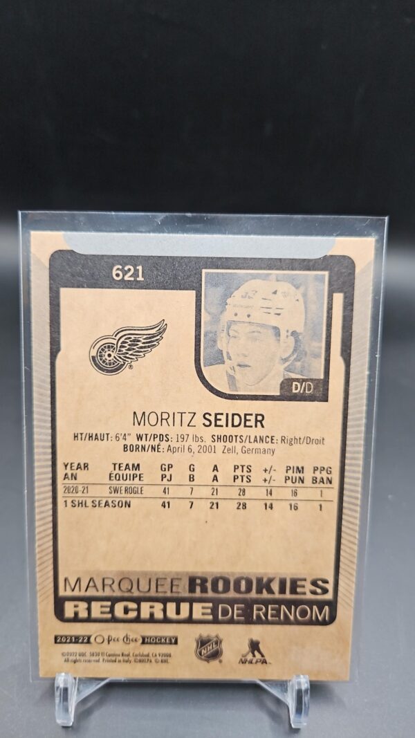 2021-22 O-Pee-Chee MORITZ SEIDER #621 Marquee Rookie Detroit - Image 2