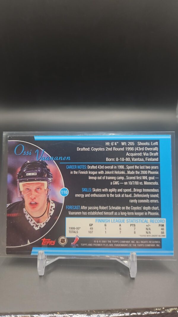 2000-01 Topps Premier Plus Ossi Vaananen #116 Rookie RC - Image 2