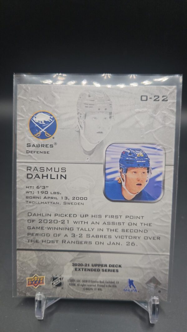 Rasmus Dahlin Buffalo Sabres 2020-21 Upper Deck Extended Ovation #O-22 - Image 2
