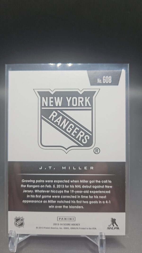 2013-14 SCORE HOT ROOKIES J.T. Miller Rookie New York Rangers #608 - Image 2