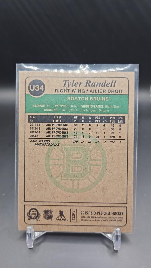 15/16 O-PEE-CHEE OPC UPDATE ROOKIE RC RETRO #U34 TYLER RANDELL BRUINS - Image 2