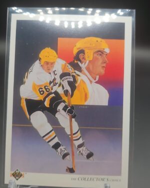 Vintage 1990-91 Upper Deck #305 Mario Lemieux Team Checklist hockey card, premium condition, Pittsburgh Penguins collectible