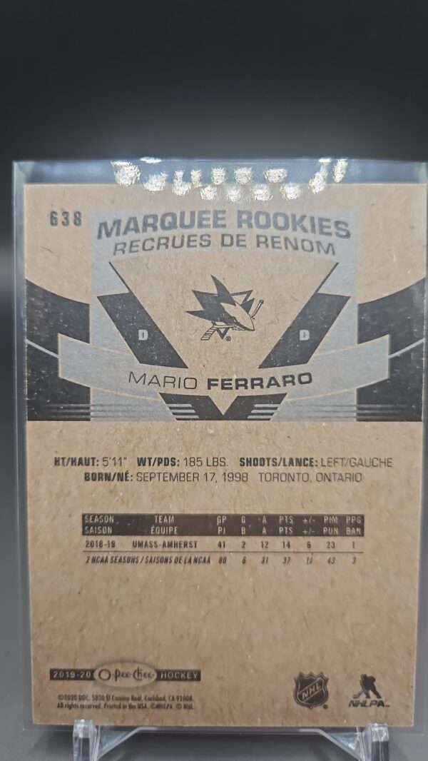 2019-20 O-Pee-Chee Hockey #638 Mario Ferraro RC - Image 2