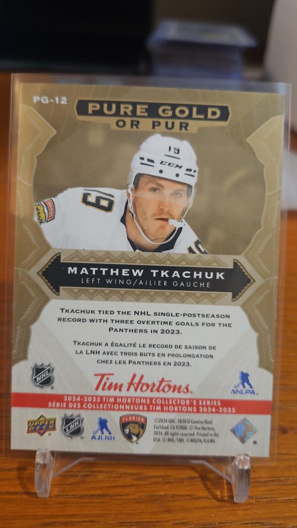 2024-25 UD Tim Hortons PURE GOLD Matthew Tkachuk #PG-12 - Image 2