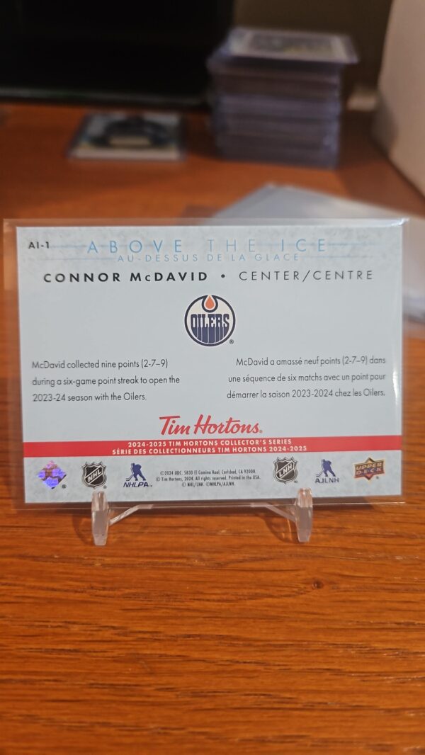 2024-25 Tim Hortons 10th Edition ABOVE THE ICE connor mcdavid #AI1 - Image 2