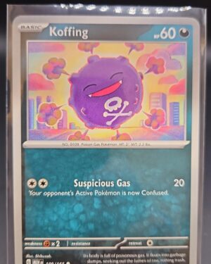 Koffing 109/165 from Scarlet & Violet 151, English Pokémon card, common rarity, featuring playful artwork and collector appeal