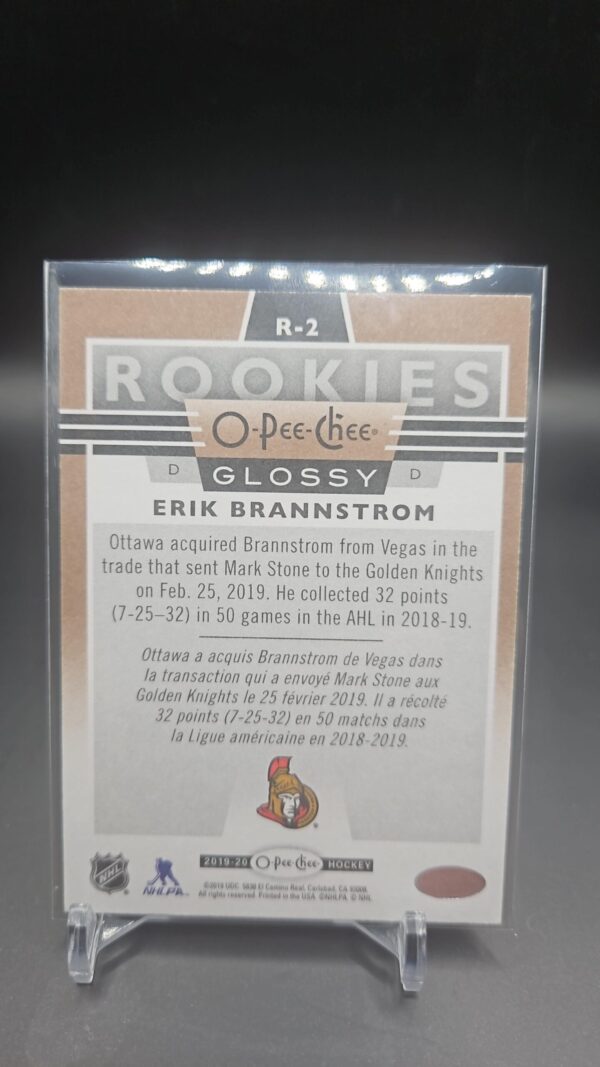 2019-20 Upper Deck O-Pee-Chee Glossy Rookies Erik Brannstrom Ottawa Senators - Image 2