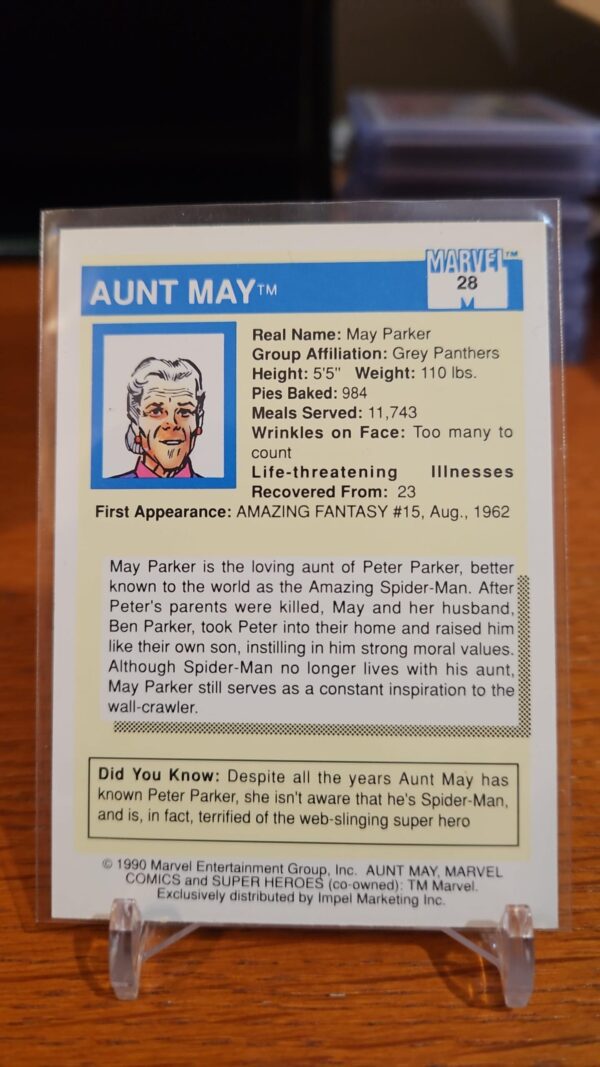 1990 Impel Marvel Universe Series 1 Card #28 Aunt May - Image 2